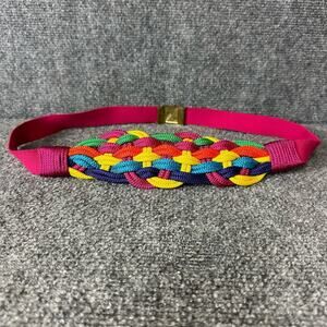 Vintage Rhea braided rainbow cinch belt sz LARGE multicolor textured cummerbund
